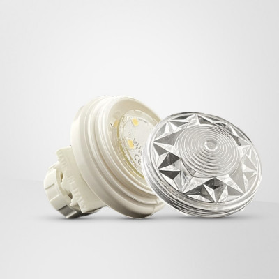 Imel Park Cabochon LED E10 <strong>UFO PIATTO CRISTALLO Completo di Portalampada e WARM LED</strong> Imel Park Cabochon LED E10 <strong>UFO PIATTO CRISTALLO Completo di Portalampada e WARM LED</strong>